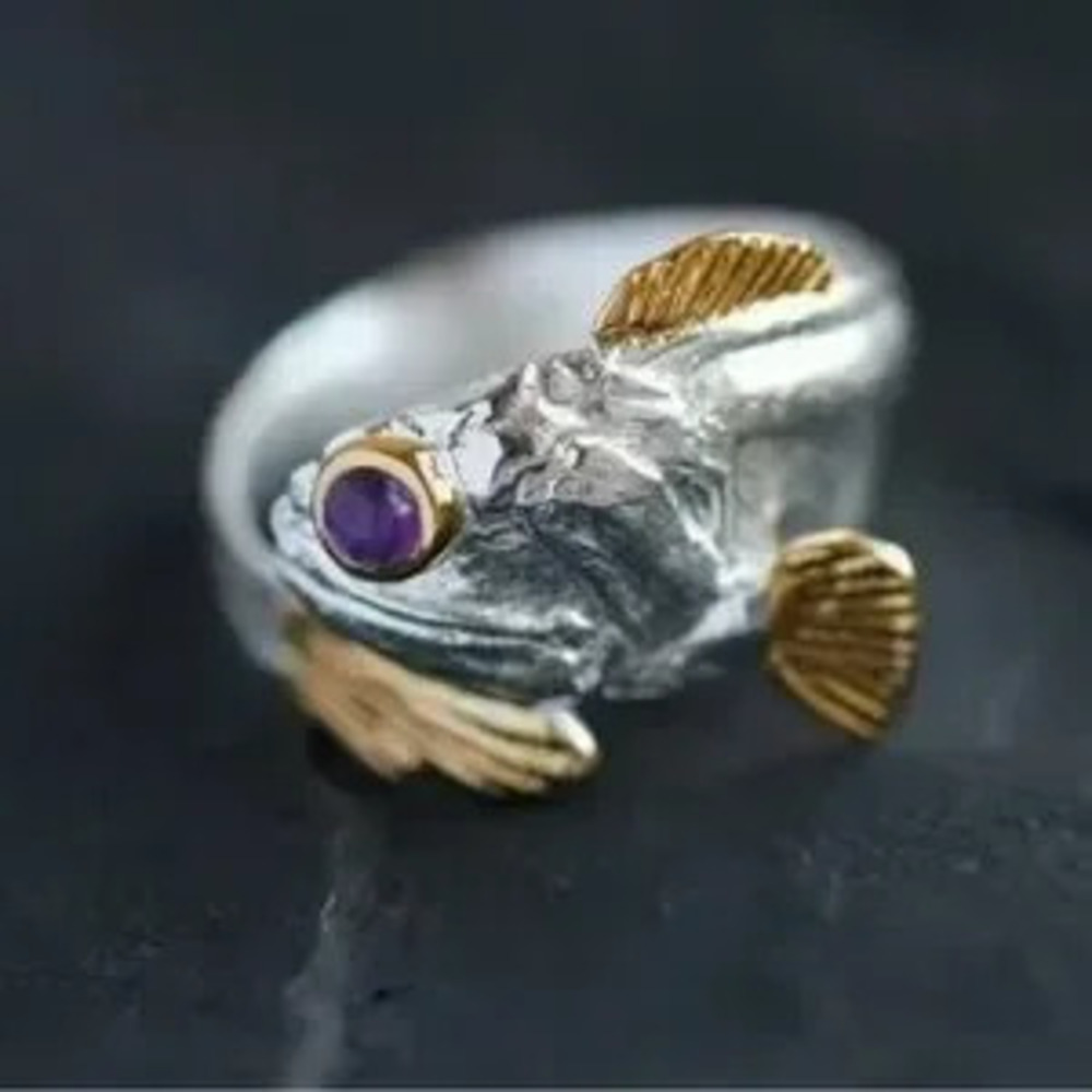 Retro koi Fish Opening Adjustable Ring Men's and Women's size 6-6.5
